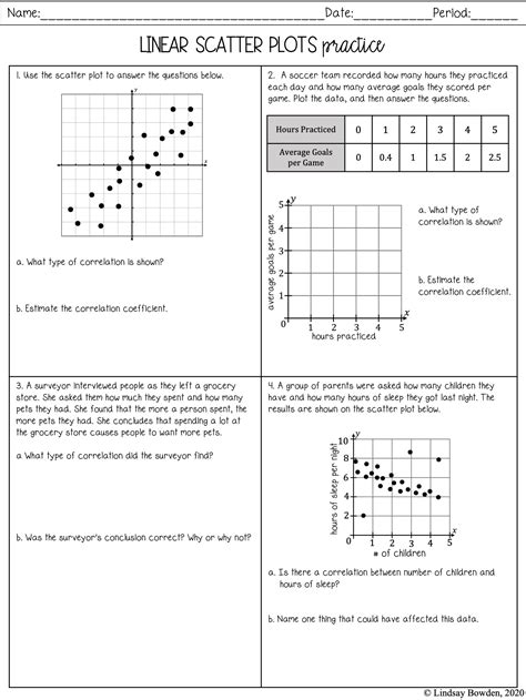 practice worksheet scatter plot and line of best fit answer sheet